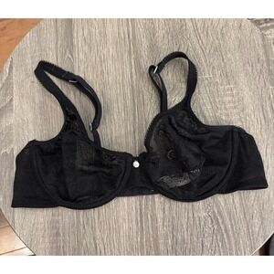 Adore Me Black Lace Bra Underwire Unlined 34C